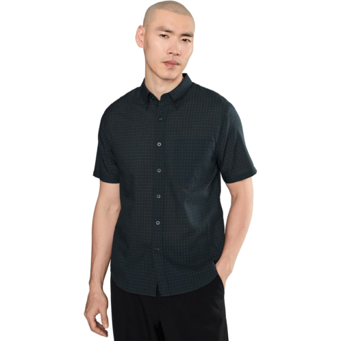 Mens Vince Cortland Plaid Short Sleeve Button-down Collar Shirt