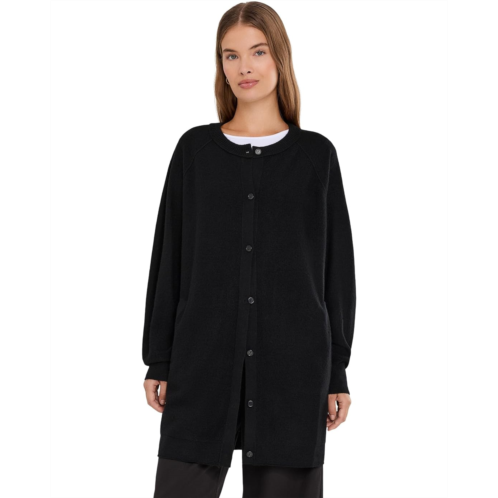 Womens Eileen Fisher Fine Felted Wool Crew Neck Cardigan