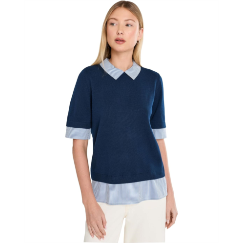 Womens Vince Camuto Short Sleeve Crew Neck Twofer