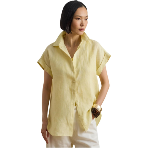 POLO Ralph Lauren Womens Lauren Ralph Lauren Relaxed Fit Striped Short Sleeve Shirt