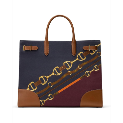 POLO RALPH LAUREN Lauren Ralph Lauren Belting-Print Large Devyn Tote Bag