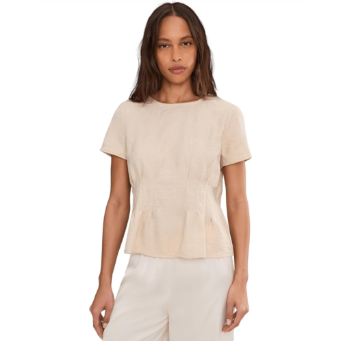 Womens Vince Camuto Short Sleeve Pleated Waist Blouse