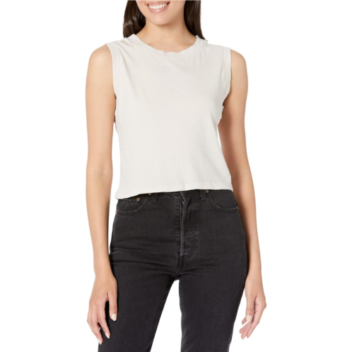 Michael Stars Johnnie Cropped Crew Neck Tank W/ Rib Trim