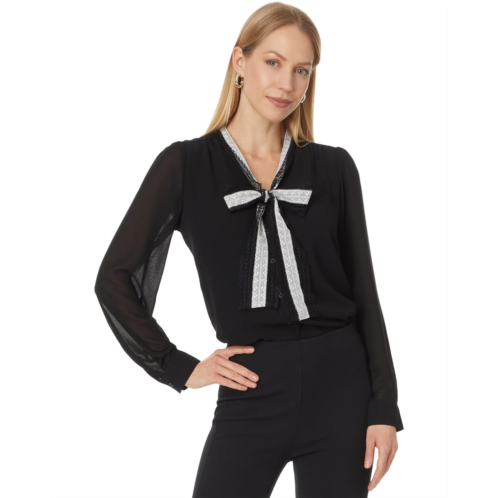 CeCe L/S Blouse W/ Bow Tie Collar 060