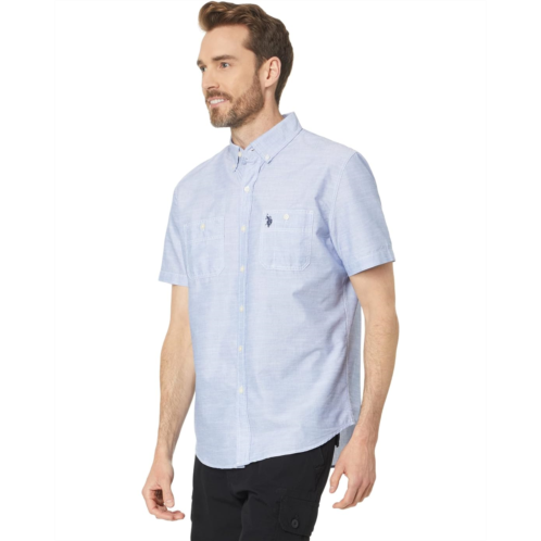 U.S. POLO ASSN. Short Sleeve Solid Eoe Slub Woven Shirt