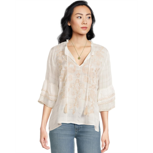 Womens Johnny Was Ruffle Sleeve Blouse