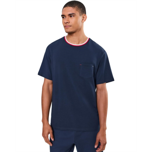 Mens Lacoste Contrast Neck Pajama Top