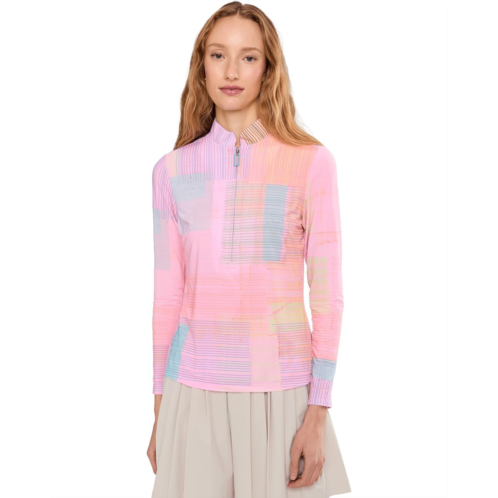 Womens Jamie Sadock Tartan Print Long Sleeve Sunsense Top