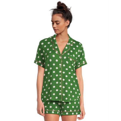 Womens Kate Spade New York Short Sleeve Notch Short PJ Set