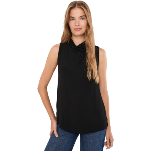 Womens Michael Stars Minka Pleated Mock Neck Sleeveless Top