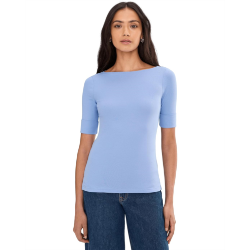 POLO Ralph Lauren Womens Lauren Ralph Lauren Stretch Cotton Boatneck Tee