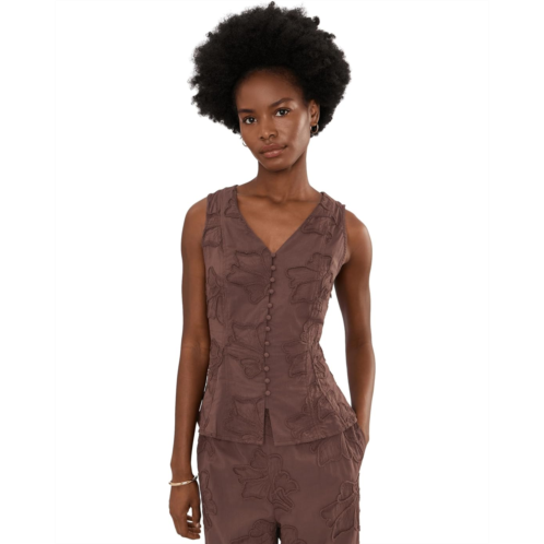 Womens Vince Camuto Vneck Buttondown Tank