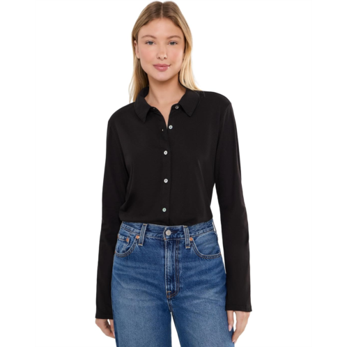 Womens Michael Stars Lola Jersey Button-down Shirt