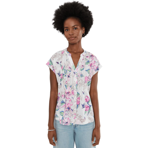 Womens Tommy Bahama Floral Gardens Cross-stitch Short Sleeve Top