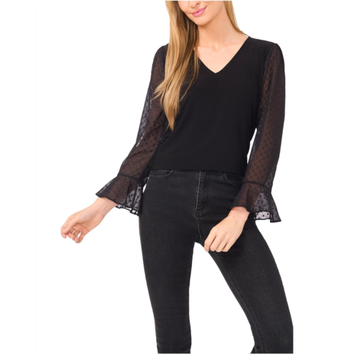 CeCe Mixed Media 3/4 Sleeve Knit Top