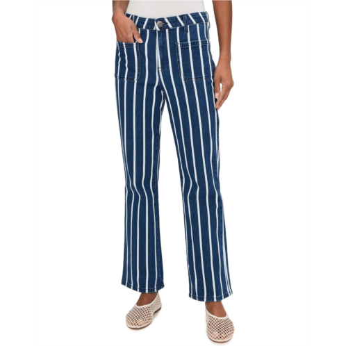 KUT from the Kloth Kelsey-High-Rise Ankle Flare With Patch Pocket in Indigo/White