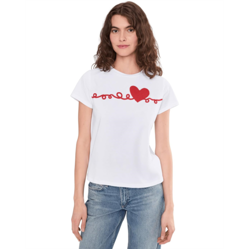 Womens Elliott Lauren Hearts Desire - Short Sleeve Tee With Heart Embroidery Detail