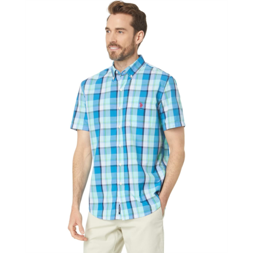 U.S. POLO ASSN. Short Sleeve Yarn-Dye Poplin Plaid Woven Shirt