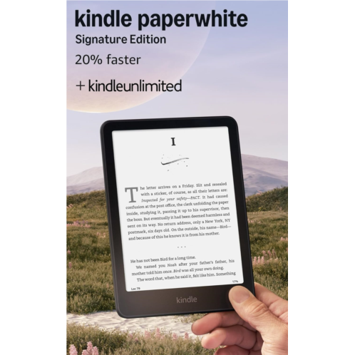 Amazon Kindle Paperwhite Signature Edition 32GB - 20% faster with auto-adjusting front light wireless charging and weeks of battery life - Metallic Black 3 Months Free Kindle U