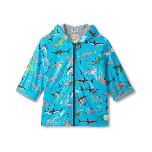 Boys Hatley Kids Shark Party Colour Change Zip-up Rain Jacket (Toddler/Little Kid/Big Kid)