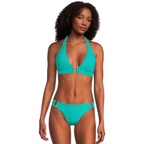 BECCA Modern Edge Rib Mira U Buckle Halter Top