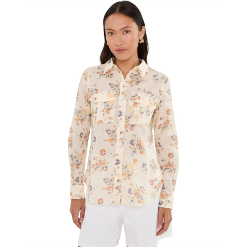 POLO Ralph Lauren Womens Lauren Ralph Lauren Petite Classic Fit Floral Cotton Voile Shirt