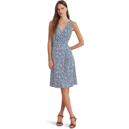 POLO Ralph Lauren Womens Lauren Ralph Lauren Floral Surplice Jersey Sleeveless Dress