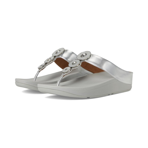 Womens FitFlop Fino Resin-Hoop Leather Toe-Post Sandals