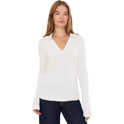 Womens Michael Stars Liyah Long Sleeve Collared Top