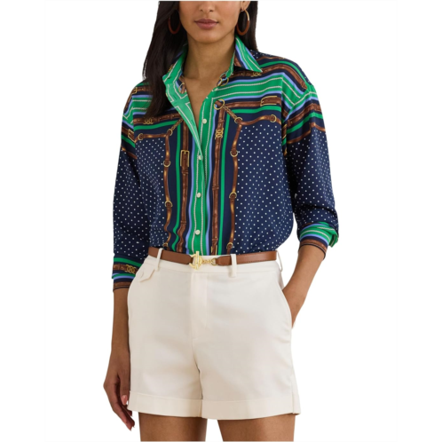 POLO Ralph Lauren Womens Lauren Ralph Lauren Relaxed Fit Belting & Polka-Dot Shirt