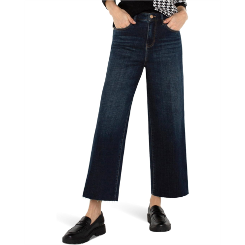 Liverpool Los Angeles Stride Crop Wide Cut Hem Hi-Rise Crosshatch Denim in Eastmoor