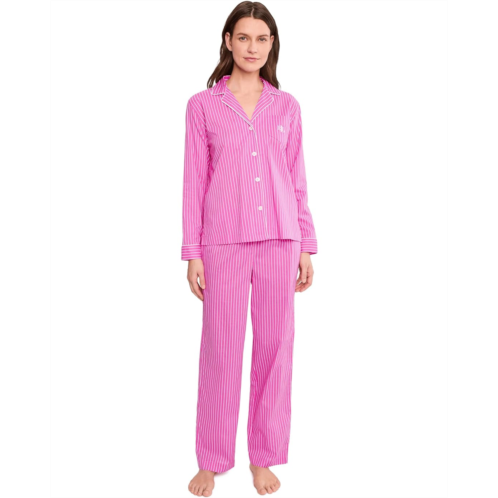 POLO Ralph Lauren Womens Lauren Ralph Lauren Long Sleeve Notch Collar Long Pants PJ Set