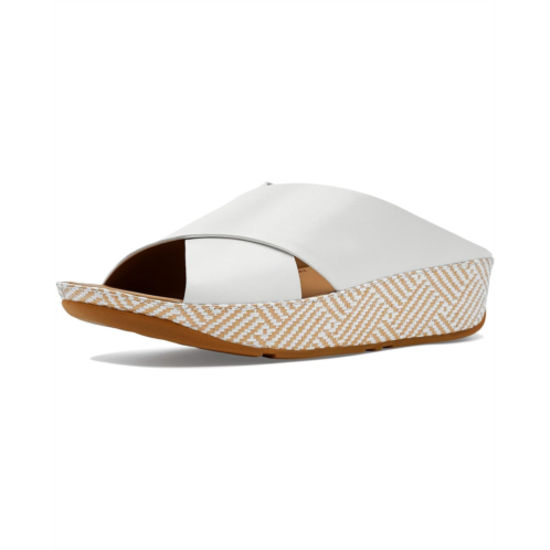 Womens FitFlop Lulu Lux Graphic-weave Leather Cross Slides