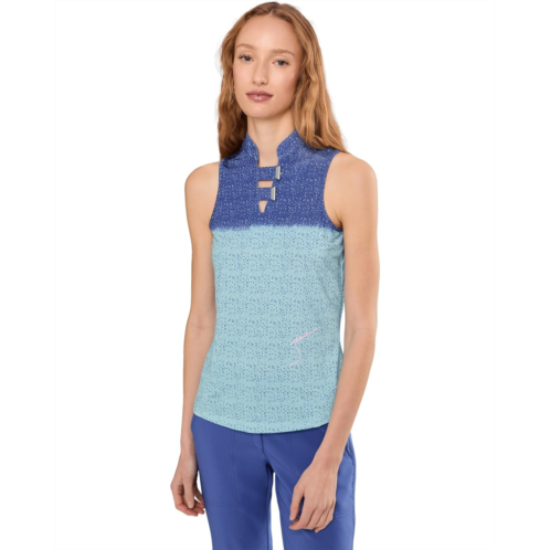 Womens Jamie Sadock Dotted Up Print Sleeveless Polo