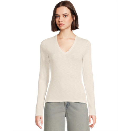 Lilla P Rib Slub Long Sleeve V-Neck