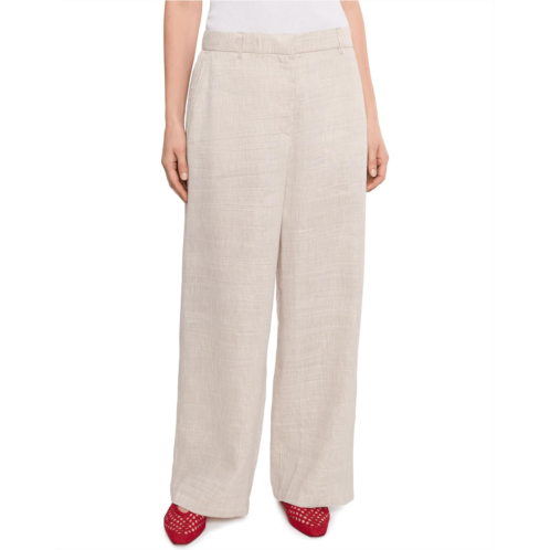 Womens Eileen Fisher Striped Organic Linen Sheen High Waisted Full Length Trousers