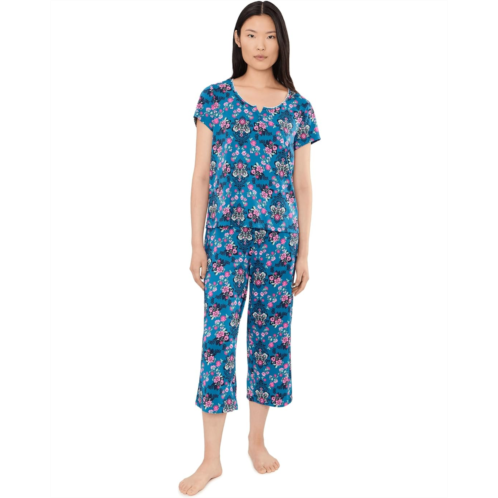 Womens Karen Neuburger Henley Top & Crop Pantss Pajama Set