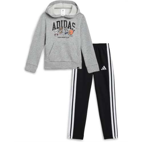 Adidas Kids Graphic Heather Fleece Pullover & Joggers Set (Toddler/Little Kid)