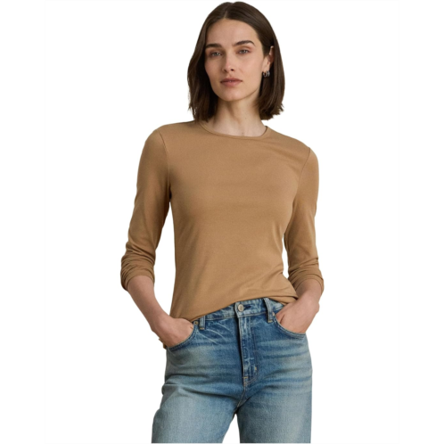 POLO RALPH LAUREN Womens Lauren Ralph Lauren Cotton-Blend Long-Sleeve Top