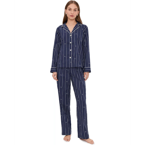 POLO Ralph Lauren Womens Lauren Ralph Lauren Woven Long Sleeve Notch Collar Long Pant Pajama Set