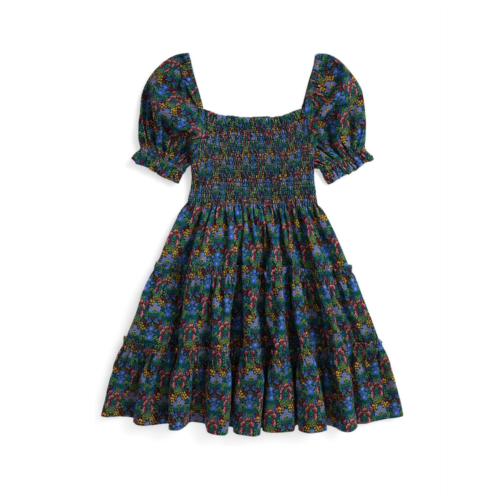 Girls Polo Ralph Lauren Kids Floral Smocked Cotton Jersey Dress (Toddler/Little Kid)