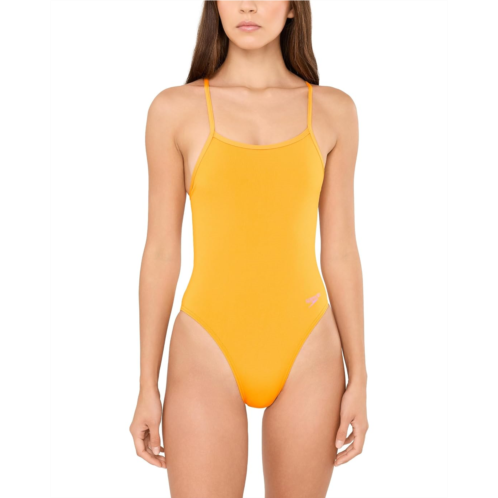 Womens Speedo Solid V-Back Swimsuit