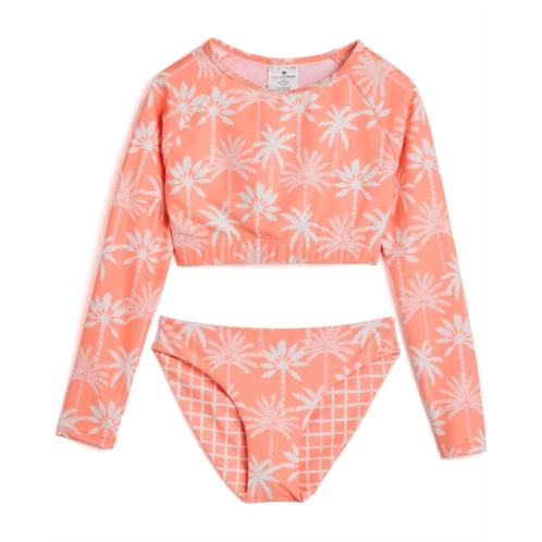 Girls Snapper Rock Kids Cali Palms Recycled Crop Long Sleeve Rash Set (Little Kid/Big Kid)