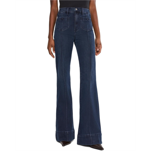 Womens Liverpool Los Angeles High-Rise Hannah Flare with Patch Pockets and Pintucks