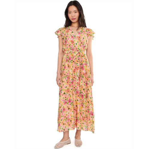 Womens CeCe Wrap Front Short Sleeve Midi Dress