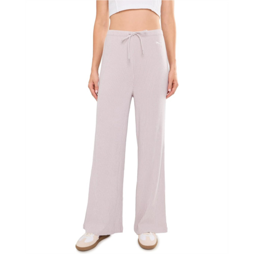 Womens PUMA Essentials Ribbed Wide Leg Soft Touch Pants