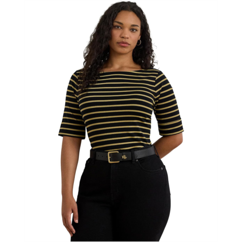 POLO RALPH LAUREN Plus Size Metallic Striped Boatneck Tee