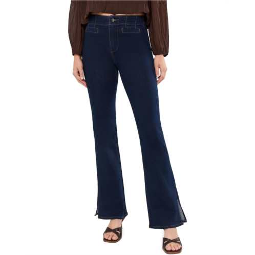 Womens Paige 32 High-Rise Laurel Canyon with Outseam Slit in Romantica