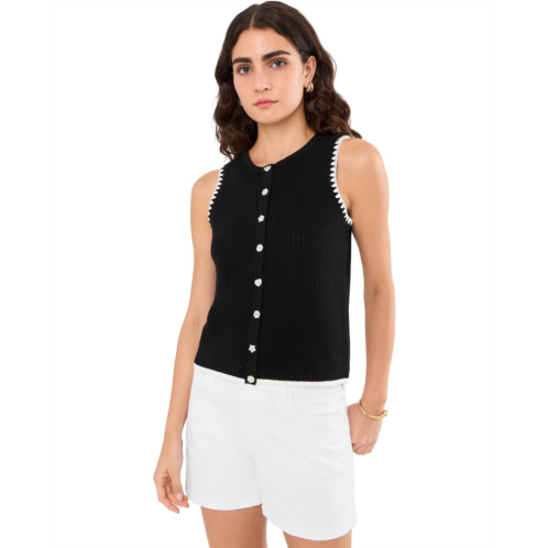 CeCe Pointelle Whipstitch Sleeveless Sweater