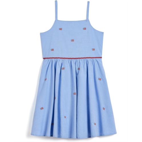 Girls Janie and Jack Oxford Flag Embroidered Dress (Infant/Toddler/Little Kid/Big Kid)